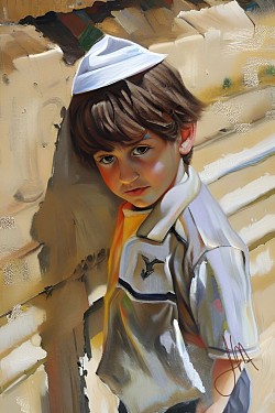 Boy praying in Jerusalem