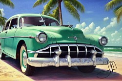 Miami Beach and classic car