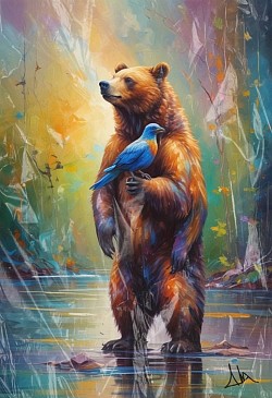 Bear and bird