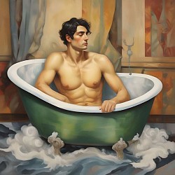 Abstract man in bathtub