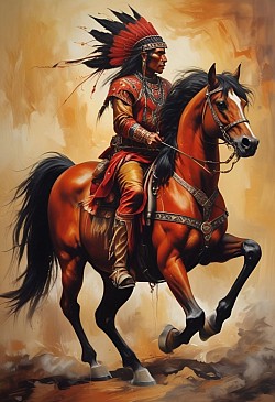 Indian brave on horse